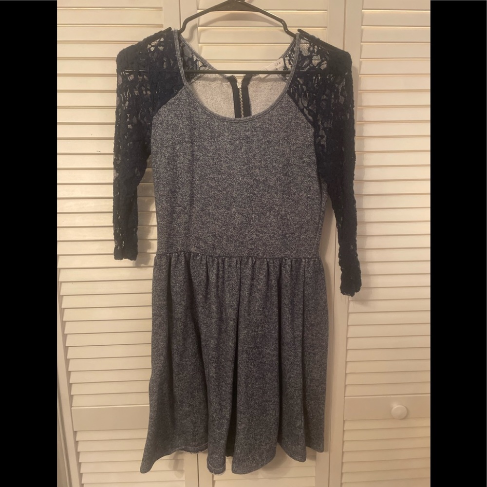 Navy Lacey Sleeved Dress